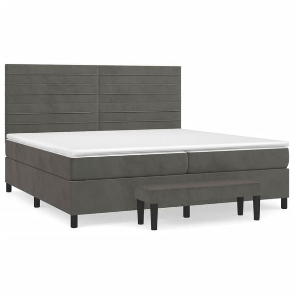 vidaXL Posteľn&yacute; r&aacute;m boxspring s matracom tmavosiv&yacute; 200x200 cm zamat