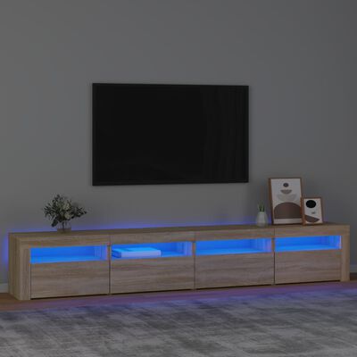 vidaXL TV skrinka s LED svetlami dub sonoma 240 x 35 x 40 cm