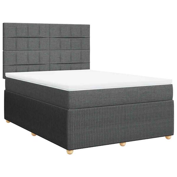 vidaXL Boxspring posteľ s matracom tmavosiv&aacute; 140x200 cm l&aacute;tka