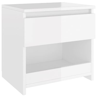 vidaXL Nočný stolík, lesklý biely 40x30x39 cm, kompozitné drevo