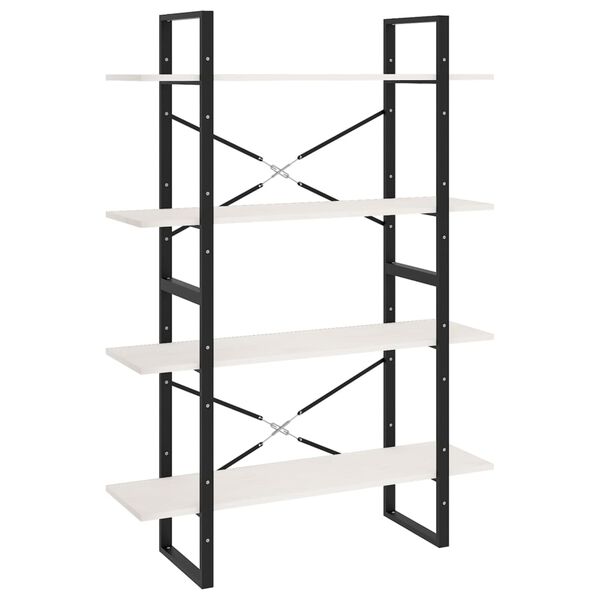 vidaXL Knižnica so 4 policami biela 100x30x140 cm masívna borovica