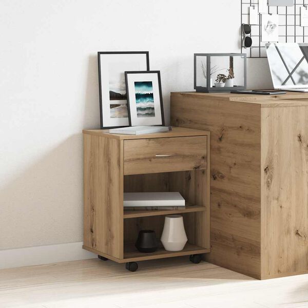 vidaXL Skrinka na kolieskach dub artisan 46x36x59 cm kompozitné drevo