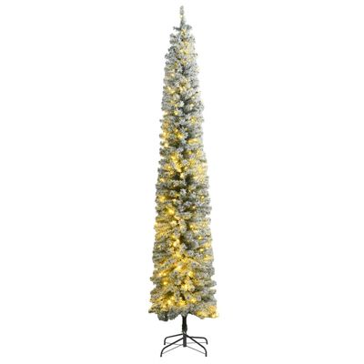 vidaXL Úzky vianočný stromček 300 LED, zasnežený 300 cm