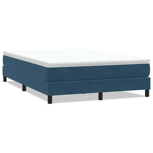 vidaXL Posteľn&yacute; r&aacute;m boxsping bez matracom tmavomodr&yacute; 140x210 cm zamat