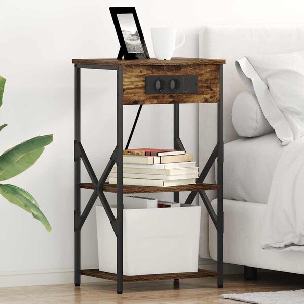 vidaXL Nočn&yacute; stol&iacute;k Dymov&aacute; dub 41 x 31 x 76 cm Kompozitn&eacute; drevo