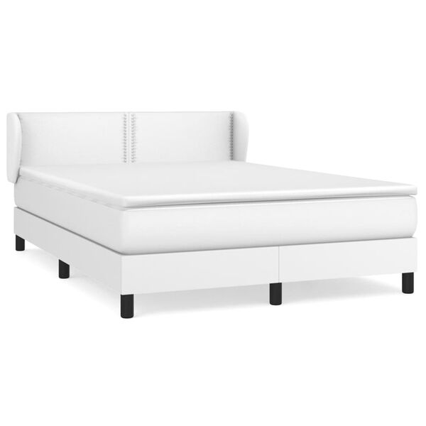 vidaXL Boxspring posteľ s matracom biela 140x200 cm umel&aacute; koža