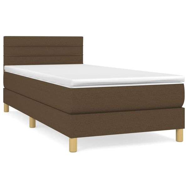 vidaXL Boxspring posteľ s matracom tmavohned&aacute; 100x200 cm l&aacute;tka