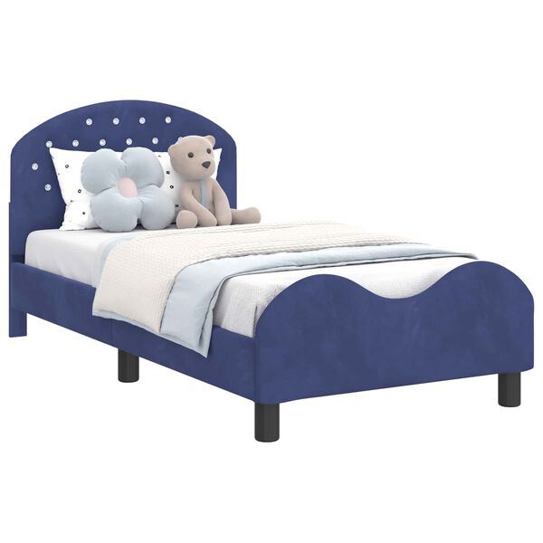 vidaXL Detský rám na posteľ s čelom Policajná modrá 80 x 160 cm Zamat