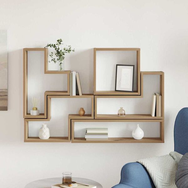 vidaXL Nástenná kocka Iný dub artisan 96 x 12 x 64 cm Kompozitné drevo