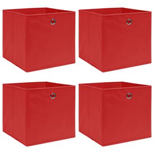 vidaXL &Uacute;ložn&eacute; boxy 4 ks, červen&eacute; 32x32x32 cm, l&aacute;tka