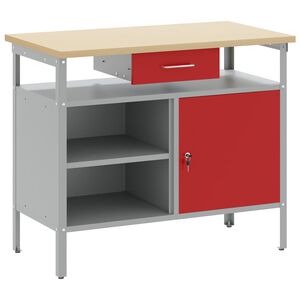 vidaXL Pracovn&yacute; st&ocirc;l so z&aacute;suvkou Červen&aacute; a &scaron;ed&aacute; 100 x 55 x 85 cm