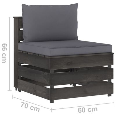 vidaXL 5-dielna sedacia súprava s podložkami, sivá, impregnované drevo