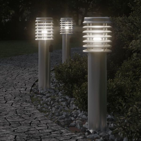 vidaXL Vonkajšia stojaca lampa zásuvka strieborná 60 cm nehrdzav. oceľ