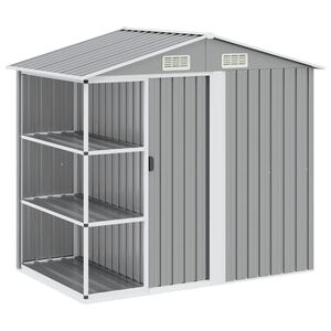 vidaXL Z&aacute;hradn&aacute; k&ocirc;lňa s reg&aacute;lom siv&aacute; 205x130x183 cm železn&aacute;
