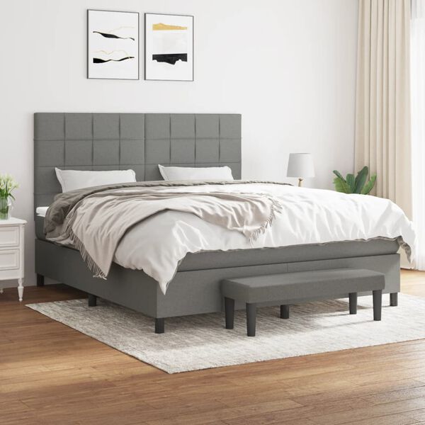 vidaXL Boxspring posteľ s matracom tmavosiv&aacute; 180x200 cm l&aacute;tka