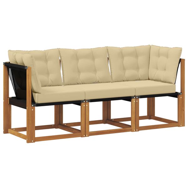 vidaXL Vonkaj&scaron;ia stredn&aacute; a rohov&aacute; pohovka s vank&uacute;&scaron;om 3 Kus Pr&iacute;rodn&aacute;