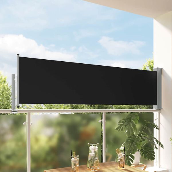 vidaXL Zaťahovacia bočn&aacute; mark&iacute;za na terasu čierna 80x300 cm