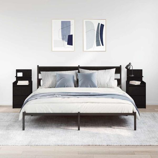 vidaXL Nočn&eacute; skrinky s 2 z&aacute;suvkami 2 ks čierne 38x34x80 cm