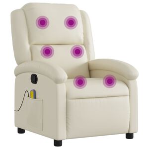 vidaXL Mas&aacute;žne kreslo s polohovac&iacute;m mechanizmom, kr&eacute;mov&eacute;, umel&aacute; koža