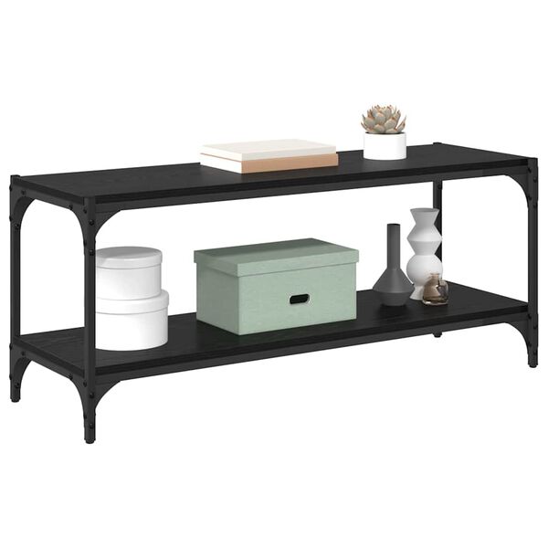 vidaXL TV skrinka Čierny dub 100x33x41cm Inžinierske drevo a železo