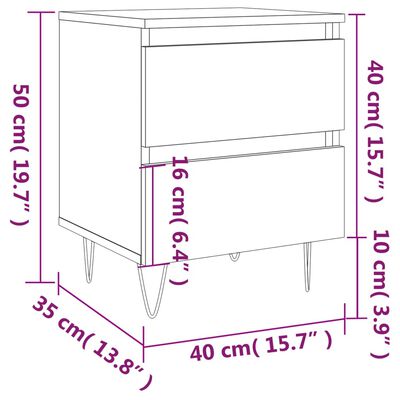 vidaXL Nočný stolík biely 40x35x50 cm spracované drevo