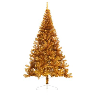 vidaXL Umelý polovičný vianočný stromček+stojan, zlatý 240 cm, PET