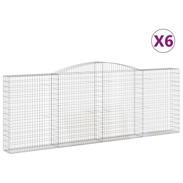 vidaXL Oblúkové gabionové koše 6 ks 400x30x140/160 cm pozink. železo