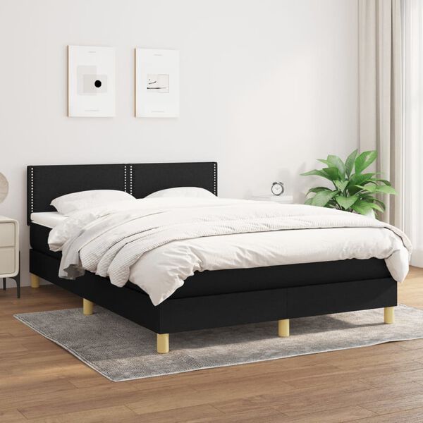 vidaXL Posteľn&yacute; r&aacute;m boxspring s matracom čierny 140x200 cm l&aacute;tka