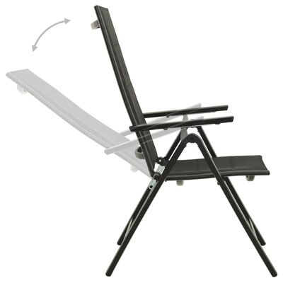 vidaXL Skladacie záhradné stoličky 2 ks textilén a hliník čierne