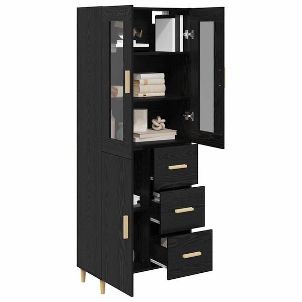 vidaXL Highboard Čierny dub 69,5 x 34 x 180 cm Kompozitné drevo