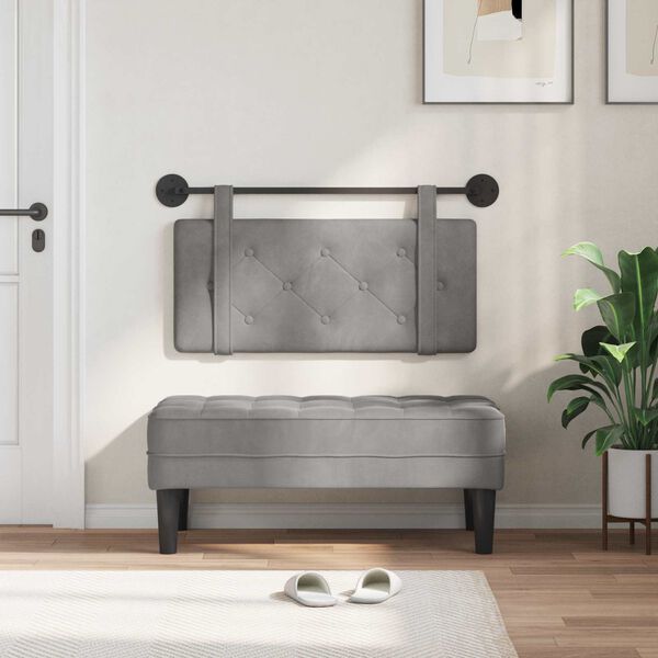 vidaXL Z&aacute;vesn&aacute; Čel&aacute; N&aacute;stenn&yacute; Svetlosiv&aacute; 100 x 55 x 5 cm Zamat