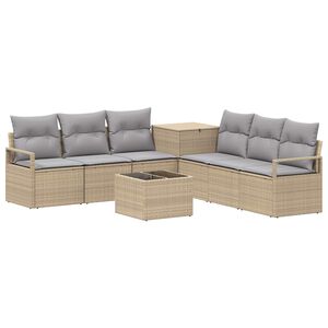 vidaXL Sada pohoviek 8 ks Beige a svetlo &scaron;ed&aacute; Poly ratan a oceľ