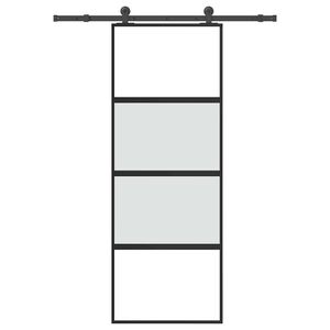vidaXL Posuvn&eacute; dvere s kovan&iacute;m 76x205 cm tvrden&eacute; sklo a hlin&iacute;k &uacute;zke
