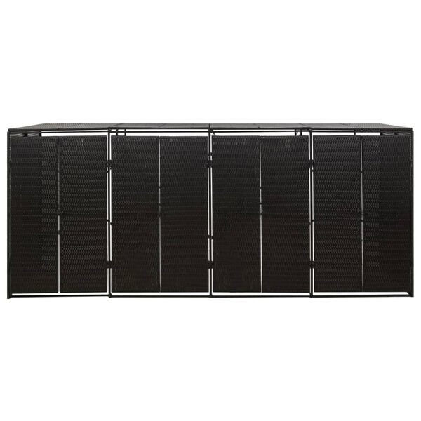 vidaXL Ohrada na štyri odpadkové koše čierna 274x80x117 cm polyratan