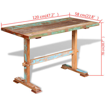 vidaXL Jedálenský stôl s podstolinou, recyklovaný masív 120x58x78 cm