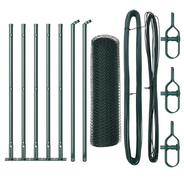 vidaXL Stĺp na plot. Zelen&aacute; 10 x 0,5 m (13 mm sieť) Ocel a PVC