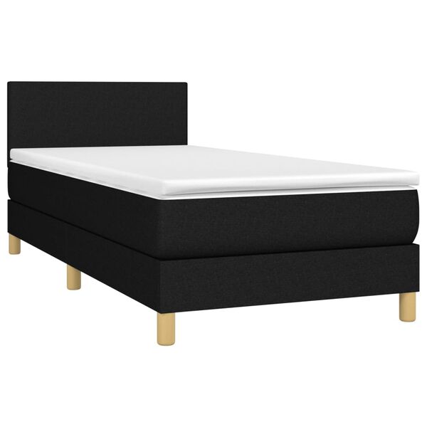 vidaXL Posteľný rám boxspring s matracom čierny 90x190 cm látka