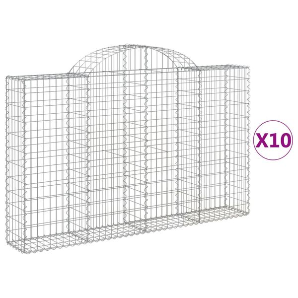 vidaXL Obl&uacute;kov&eacute; gabionov&eacute; ko&scaron;e 10 ks 200x30x120/140 cm pozink. železo