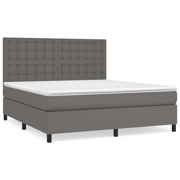 vidaXL Boxspring posteľ s matracom siv&aacute; 180x200 cm umel&aacute; koža