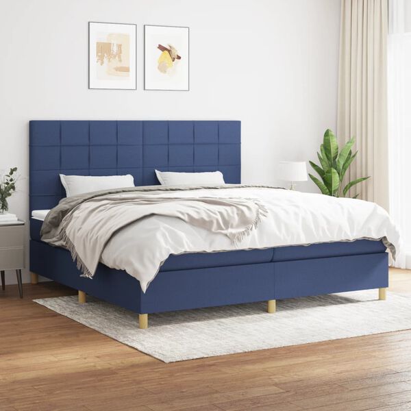 vidaXL Boxspring posteľ s matracom modr&aacute; 200x200 cm l&aacute;tka