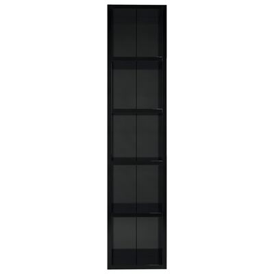 vidaXL Skrinka na CD lesklá čierna 21x16x93,5 cm drevotrieska