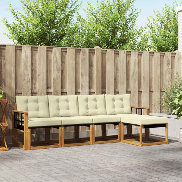 vidaXL Z&aacute;hradn&aacute; s&uacute;prava gaučov s vank&uacute;&scaron;om 5 pcs Pr&iacute;rodn&aacute; a kr&eacute;mov&aacute;