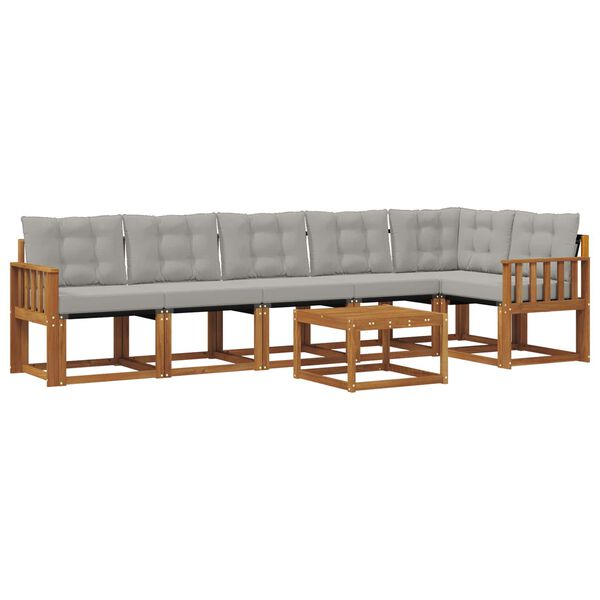 vidaXL Z&aacute;hradn&aacute; s&uacute;prava gaučov s vank&uacute;&scaron;om 7 pcs Pr&iacute;rodn&aacute; a svetlosiv&aacute;