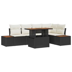 vidaXL S&uacute;prava z&aacute;hradn&yacute;ch pohoviek s &uacute;ložiskom 6 pcs Čierna Poly ratan