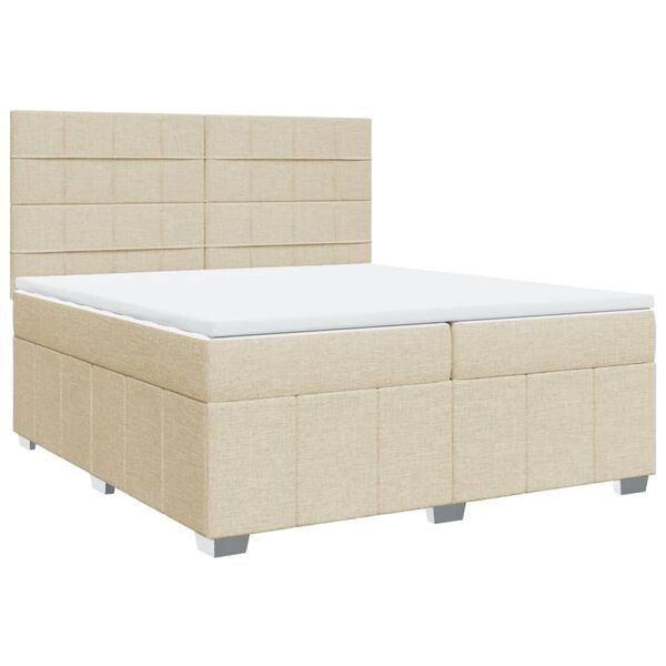 vidaXL Boxspring posteľ s matracom kr&eacute;mov&aacute; 200x200 cm l&aacute;tka