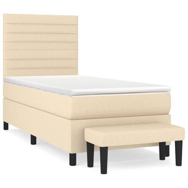 vidaXL Boxspring posteľ s matracom kr&eacute;mov&aacute; 100x200 cm l&aacute;tka