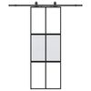 vidaXL Posuvn&eacute; dvere s kovan&iacute;m čierne 76x205 cm tvrden&eacute; sklo