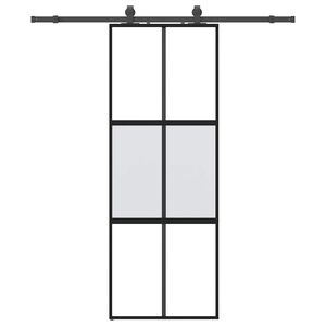 vidaXL Posuvn&eacute; dvere s kovan&iacute;m čierne 76x205 cm tvrden&eacute; sklo