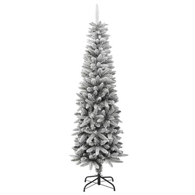 vidaXL Zasnežený umelý úzky vianočný stromček 180 cm PVC a PE