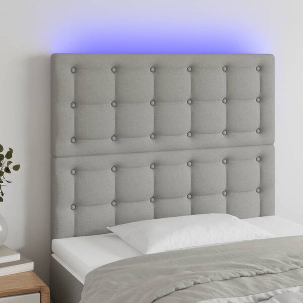 vidaXL Čelo postele s LED bledosiv&eacute; 80x5x118/128 cm l&aacute;tka